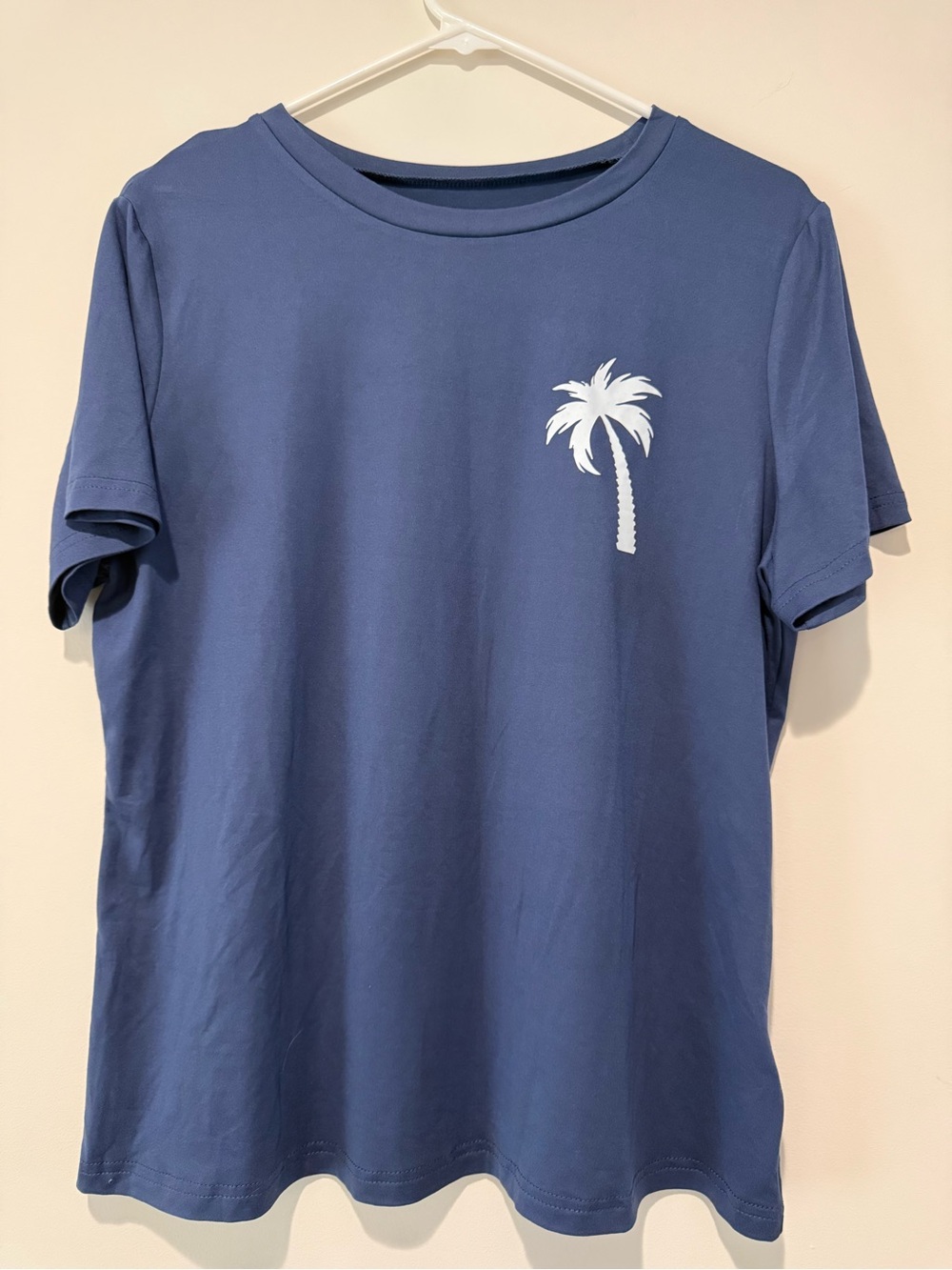 Women’s Navy Blue Palm-Print T-Shirt